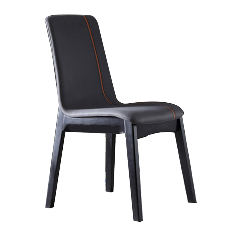 Scandinavian Indoor Side Chair Wood Upholstered Solid Back Single Dining Room Chair Dark Gray Black Clearhalo ' kitchen&dining_furn' 'Dining Chairs' 'Dining Tables & Seating' 'dining_chair' 'furn' 'furn_dining_chair' 'Furniture' 'furniture_dining_chair' 'Kitchen & Dining Furniture' 'kitchen' 4129558