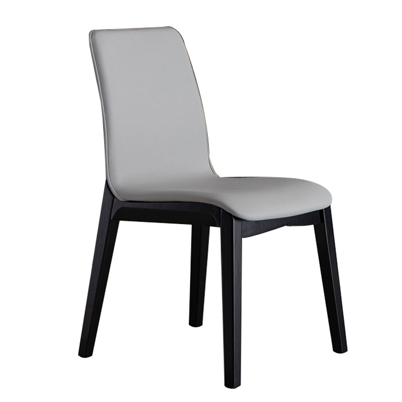 Scandinavian Indoor Side Chair Wood Upholstered Solid Back Single Dining Room Chair Light Gray Black Clearhalo ' kitchen&dining_furn' 'Dining Chairs' 'Dining Tables & Seating' 'dining_chair' 'furn' 'furn_dining_chair' 'Furniture' 'furniture_dining_chair' 'Kitchen & Dining Furniture' 'kitchen' 4129561