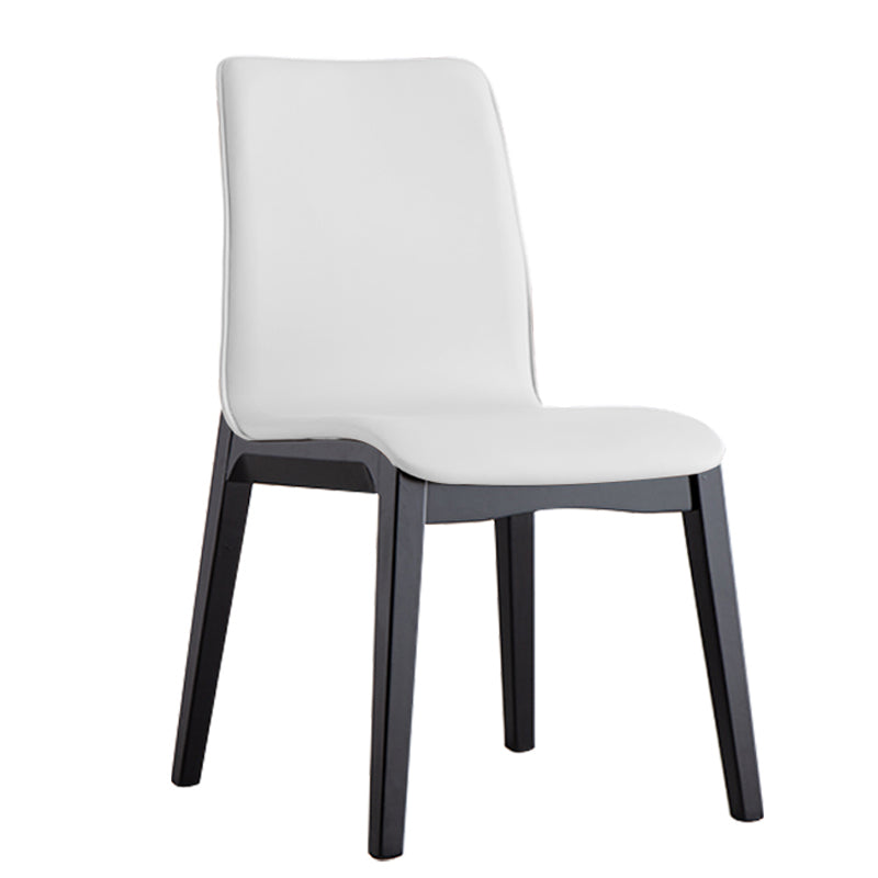 Scandinavian Indoor Side Chair Wood Upholstered Solid Back Single Dining Room Chair White Black Clearhalo ' kitchen&dining_furn' 'Dining Chairs' 'Dining Tables & Seating' 'dining_chair' 'furn' 'furn_dining_chair' 'Furniture' 'furniture_dining_chair' 'Kitchen & Dining Furniture' 'kitchen' 4129563