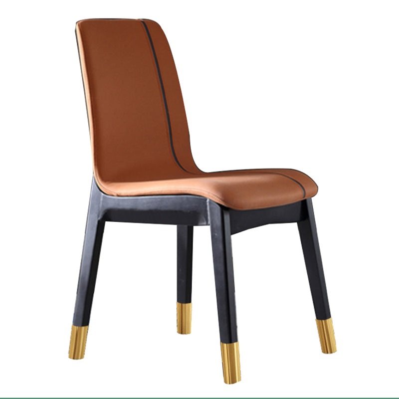Scandinavian Indoor Side Chair Wood Upholstered Solid Back Single Dining Room Chair Orange Black Clearhalo ' kitchen&dining_furn' 'Dining Chairs' 'Dining Tables & Seating' 'dining_chair' 'furn' 'furn_dining_chair' 'Furniture' 'furniture_dining_chair' 'Kitchen & Dining Furniture' 'kitchen' 4129564