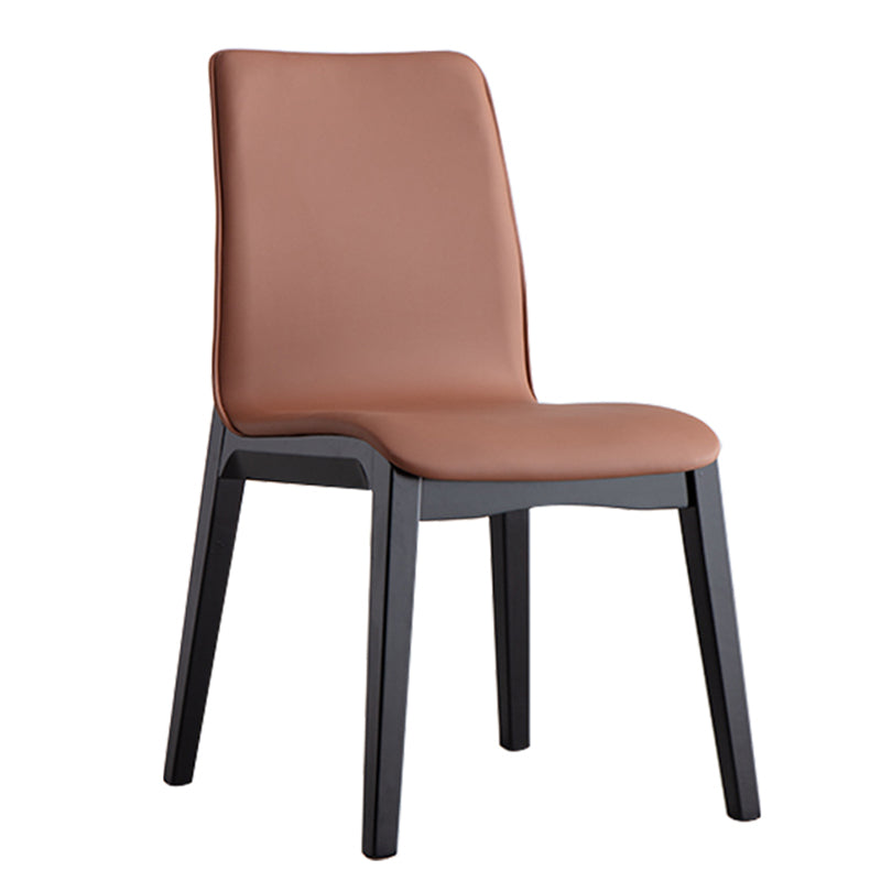 Scandinavian Indoor Side Chair Wood Upholstered Solid Back Single Dining Room Chair Coffee Black Clearhalo ' kitchen&dining_furn' 'Dining Chairs' 'Dining Tables & Seating' 'dining_chair' 'furn' 'furn_dining_chair' 'Furniture' 'furniture_dining_chair' 'Kitchen & Dining Furniture' 'kitchen' 4129566