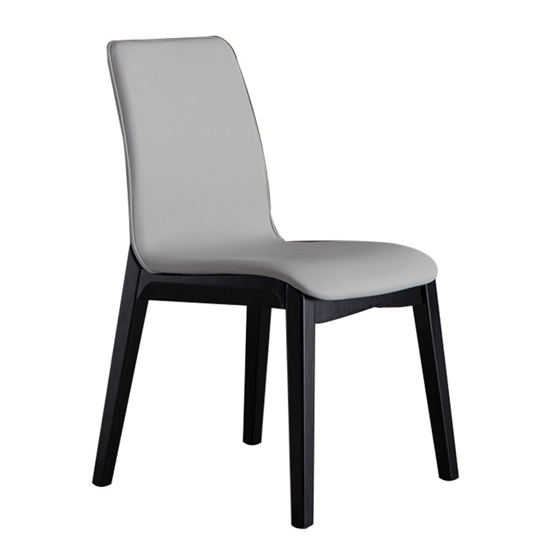 Scandinavian Indoor Side Chair Wood Upholstered Solid Back Single Dining Room Chair Light Gray-Black Black Clearhalo ' kitchen&dining_furn' 'Dining Chairs' 'Dining Tables & Seating' 'dining_chair' 'furn' 'furn_dining_chair' 'Furniture' 'furniture_dining_chair' 'Kitchen & Dining Furniture' 'kitchen' 4129568