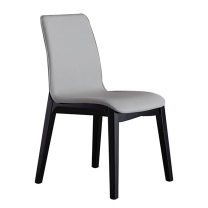 Scandinavian Indoor Side Chair Wood Upholstered Solid Back Single Dining Room Chair Light Gray-Black Black Clearhalo ' kitchen&dining_furn' 'Dining Chairs' 'Dining Tables & Seating' 'dining_chair' 'furn' 'furn_dining_chair' 'Furniture' 'furniture_dining_chair' 'Kitchen & Dining Furniture' 'kitchen' 4129568