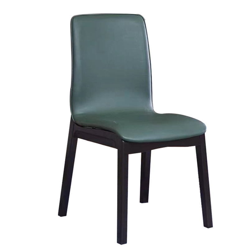 Scandinavian Indoor Side Chair Wood Upholstered Solid Back Single Dining Room Chair Blackish Green Black Clearhalo ' kitchen&dining_furn' 'Dining Chairs' 'Dining Tables & Seating' 'dining_chair' 'furn' 'furn_dining_chair' 'Furniture' 'furniture_dining_chair' 'Kitchen & Dining Furniture' 'kitchen' 4129571