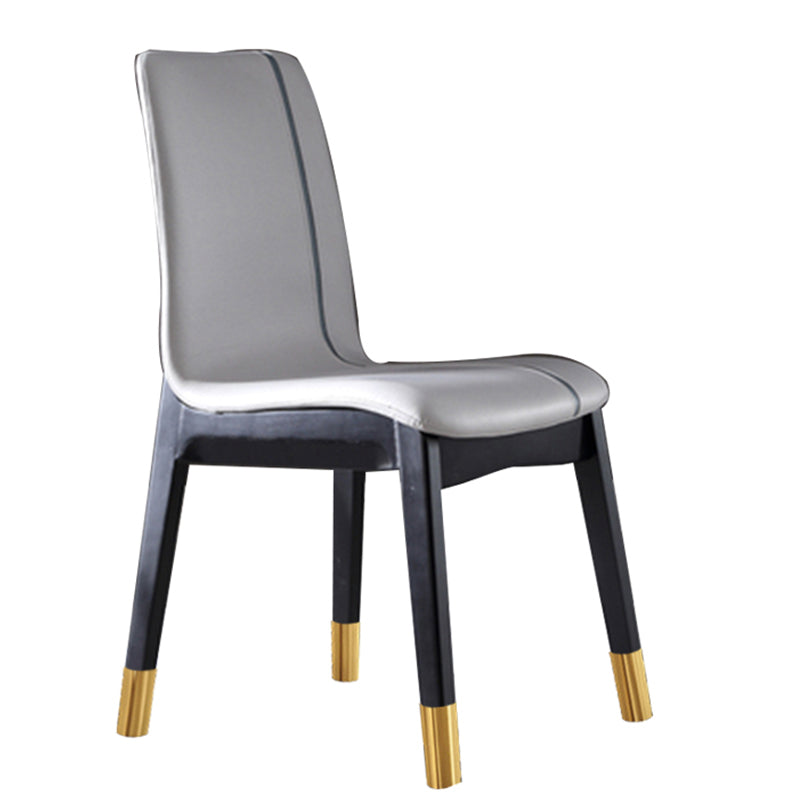 Scandinavian Indoor Side Chair Wood Upholstered Solid Back Single Dining Room Chair Grey Brass Gold Clearhalo ' kitchen&dining_furn' 'Dining Chairs' 'Dining Tables & Seating' 'dining_chair' 'furn' 'furn_dining_chair' 'Furniture' 'furniture_dining_chair' 'Kitchen & Dining Furniture' 'kitchen' 4129576