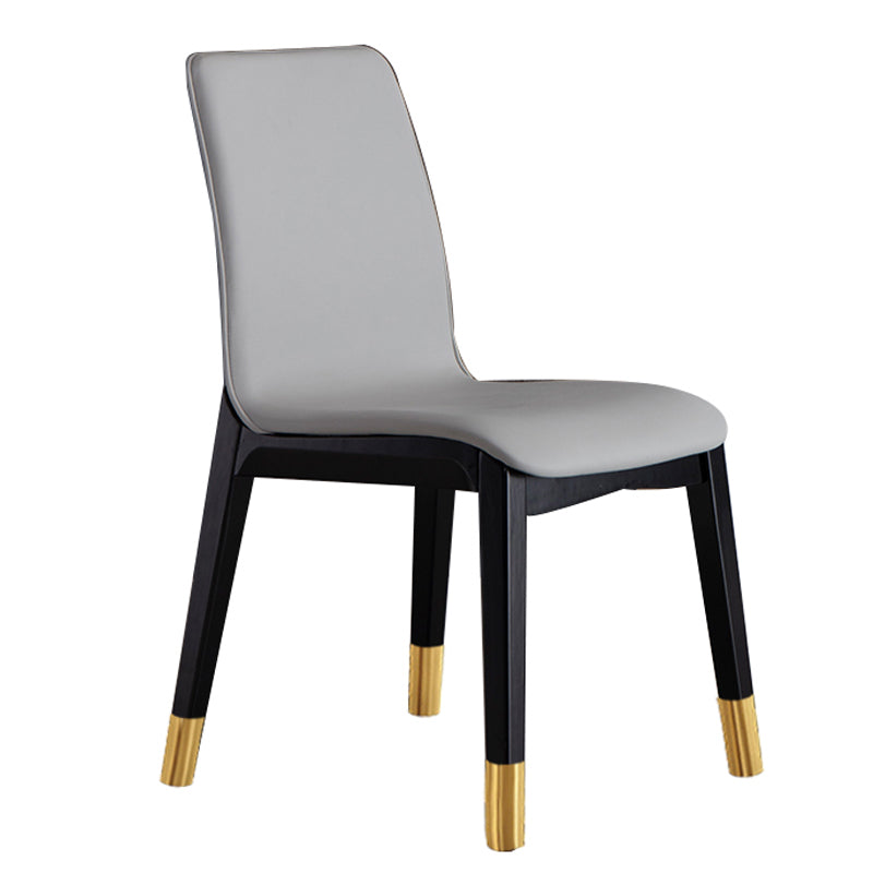 Scandinavian Indoor Side Chair Wood Upholstered Solid Back Single Dining Room Chair Light Gray Brass Gold Clearhalo ' kitchen&dining_furn' 'Dining Chairs' 'Dining Tables & Seating' 'dining_chair' 'furn' 'furn_dining_chair' 'Furniture' 'furniture_dining_chair' 'Kitchen & Dining Furniture' 'kitchen' 4129580