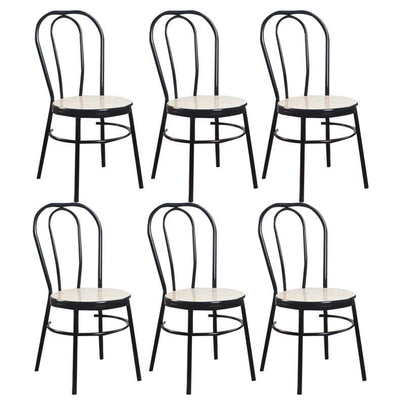 Contemporary Metal Dining Room Chairs Open Back Dining Armless Chair for Home Use White 6 Piece Set Clearhalo ' kitchen&dining_furn' 'Dining Chairs' 'Dining Tables & Seating' 'dining_chair' 'furn' 'furn_dining_chair' 'Furniture' 'furniture_dining_chair' 'Kitchen & Dining Furniture' 'kitchen' 4129600