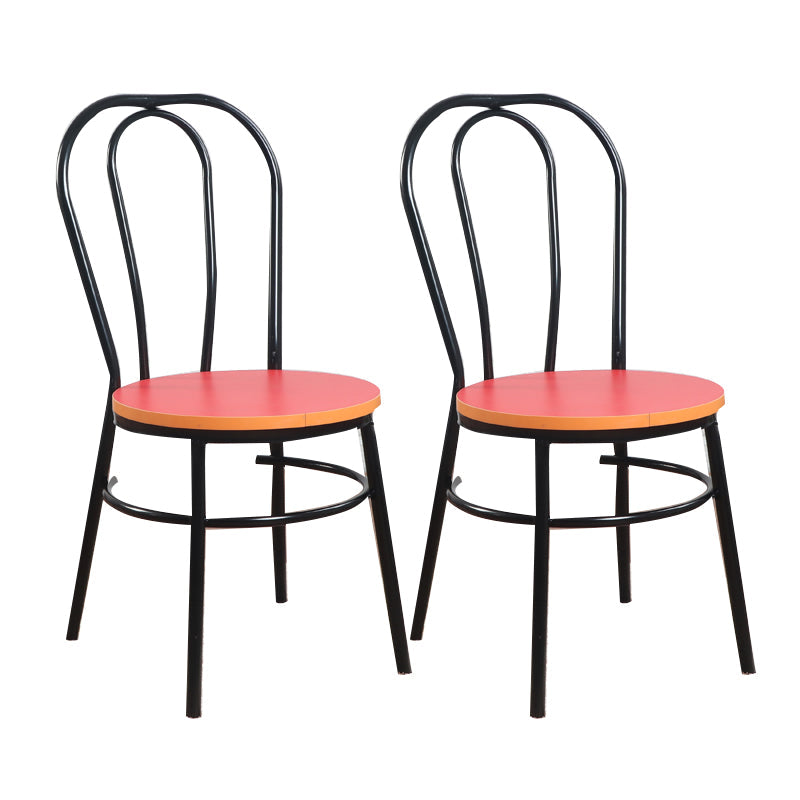 Contemporary Metal Dining Room Chairs Open Back Dining Armless Chair for Home Use Red 2 Piece Set Clearhalo ' kitchen&dining_furn' 'Dining Chairs' 'Dining Tables & Seating' 'dining_chair' 'furn' 'furn_dining_chair' 'Furniture' 'furniture_dining_chair' 'Kitchen & Dining Furniture' 'kitchen' 4129605