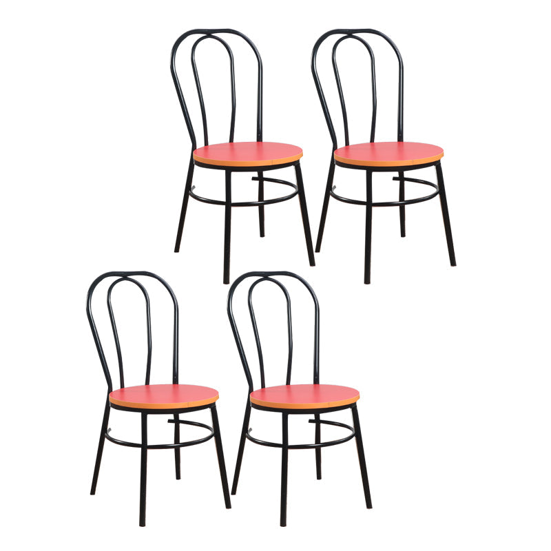 Contemporary Metal Dining Room Chairs Open Back Dining Armless Chair for Home Use Red 4 Piece Set Clearhalo ' kitchen&dining_furn' 'Dining Chairs' 'Dining Tables & Seating' 'dining_chair' 'furn' 'furn_dining_chair' 'Furniture' 'furniture_dining_chair' 'Kitchen & Dining Furniture' 'kitchen' 4129606