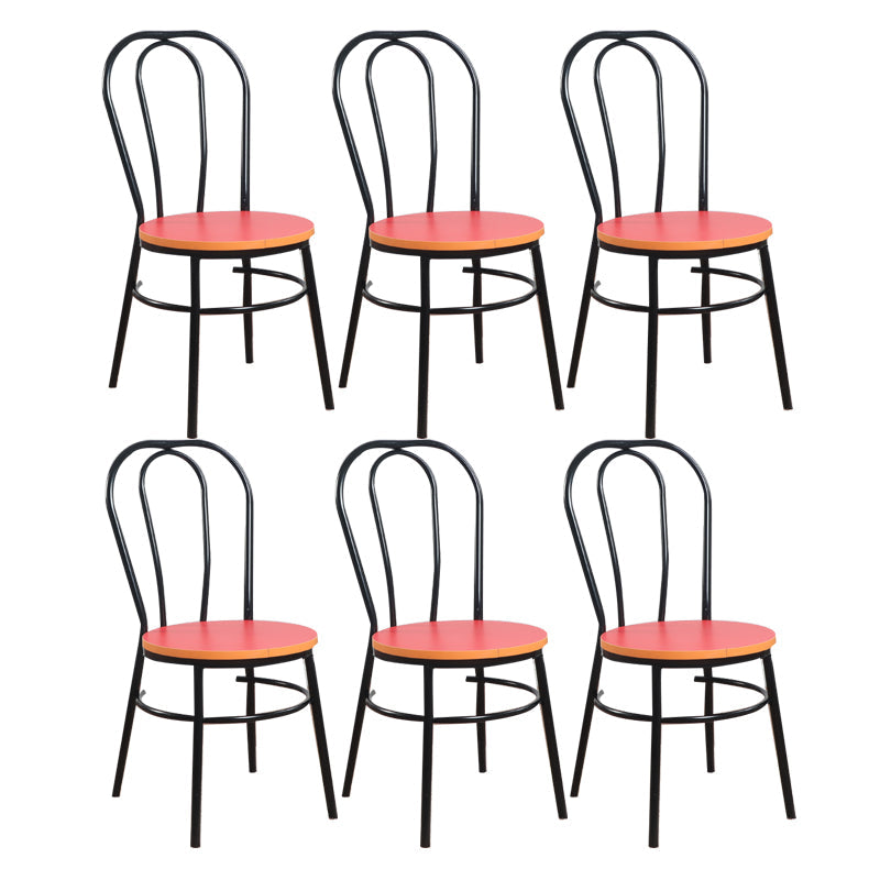 Contemporary Metal Dining Room Chairs Open Back Dining Armless Chair for Home Use Red 6 Piece Set Clearhalo ' kitchen&dining_furn' 'Dining Chairs' 'Dining Tables & Seating' 'dining_chair' 'furn' 'furn_dining_chair' 'Furniture' 'furniture_dining_chair' 'Kitchen & Dining Furniture' 'kitchen' 4129607