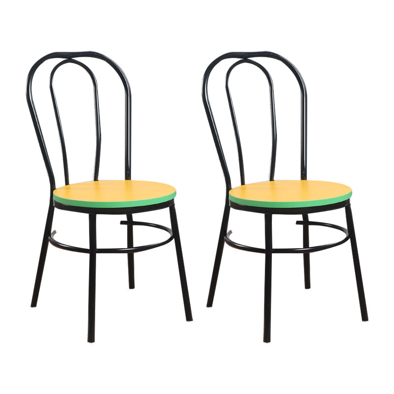 Contemporary Metal Dining Room Chairs Open Back Dining Armless Chair for Home Use Yellow 2 Piece Set Clearhalo ' kitchen&dining_furn' 'Dining Chairs' 'Dining Tables & Seating' 'dining_chair' 'furn' 'furn_dining_chair' 'Furniture' 'furniture_dining_chair' 'Kitchen & Dining Furniture' 'kitchen' 4129608