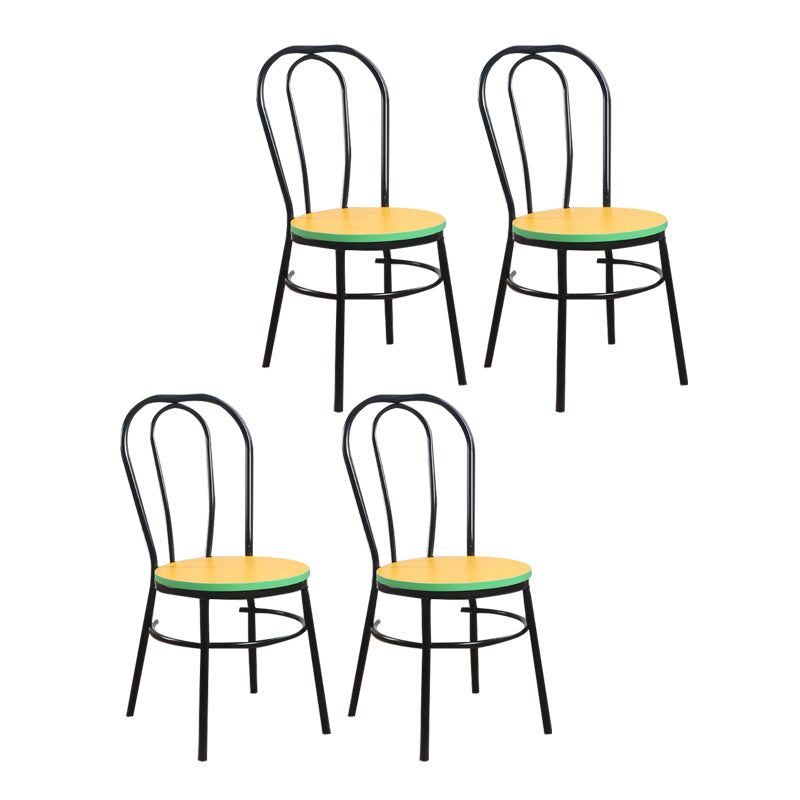 Contemporary Metal Dining Room Chairs Open Back Dining Armless Chair for Home Use Yellow 4 Piece Set Clearhalo ' kitchen&dining_furn' 'Dining Chairs' 'Dining Tables & Seating' 'dining_chair' 'furn' 'furn_dining_chair' 'Furniture' 'furniture_dining_chair' 'Kitchen & Dining Furniture' 'kitchen' 4129609