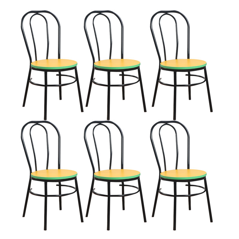 Contemporary Metal Dining Room Chairs Open Back Dining Armless Chair for Home Use Yellow 6 Piece Set Clearhalo ' kitchen&dining_furn' 'Dining Chairs' 'Dining Tables & Seating' 'dining_chair' 'furn' 'furn_dining_chair' 'Furniture' 'furniture_dining_chair' 'Kitchen & Dining Furniture' 'kitchen' 4129610