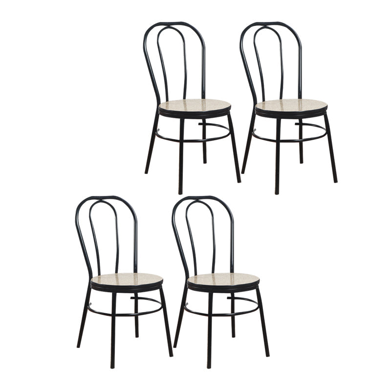 Contemporary Metal Dining Room Chairs Open Back Dining Armless Chair for Home Use Beige 4 Piece Set Clearhalo ' kitchen&dining_furn' 'Dining Chairs' 'Dining Tables & Seating' 'dining_chair' 'furn' 'furn_dining_chair' 'Furniture' 'furniture_dining_chair' 'Kitchen & Dining Furniture' 'kitchen' 4129615