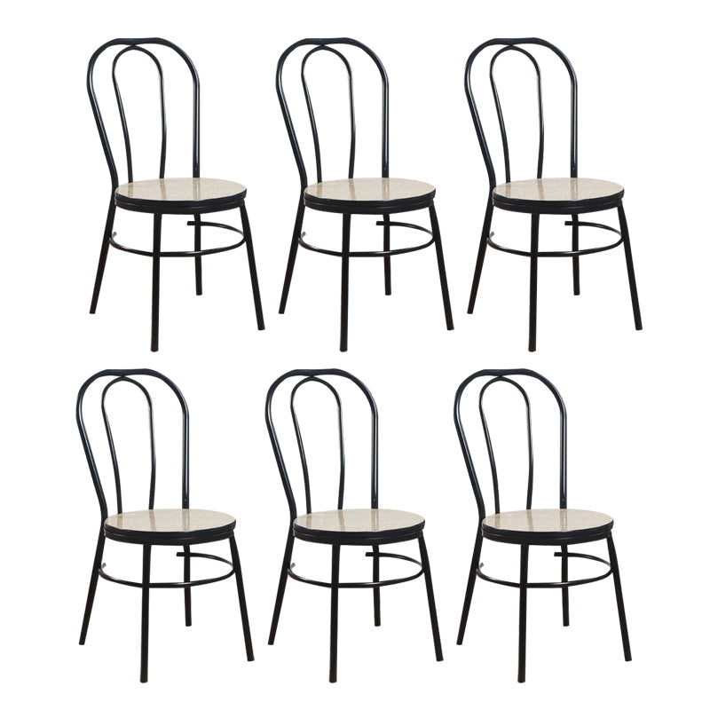 Contemporary Metal Dining Room Chairs Open Back Dining Armless Chair for Home Use Beige 6 Piece Set Clearhalo ' kitchen&dining_furn' 'Dining Chairs' 'Dining Tables & Seating' 'dining_chair' 'furn' 'furn_dining_chair' 'Furniture' 'furniture_dining_chair' 'Kitchen & Dining Furniture' 'kitchen' 4129616