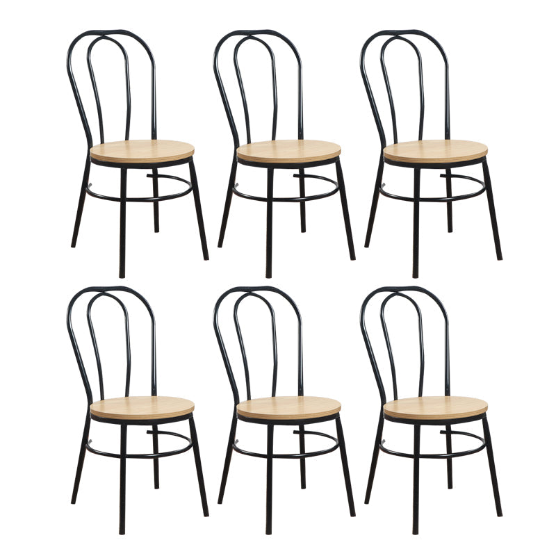 Contemporary Metal Dining Room Chairs Open Back Dining Armless Chair for Home Use Apricot 6 Piece Set Clearhalo ' kitchen&dining_furn' 'Dining Chairs' 'Dining Tables & Seating' 'dining_chair' 'furn' 'furn_dining_chair' 'Furniture' 'furniture_dining_chair' 'Kitchen & Dining Furniture' 'kitchen' 4129619
