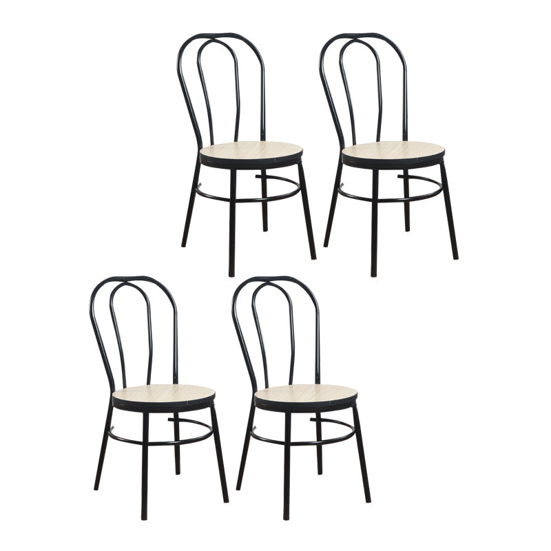 Contemporary Metal Dining Room Chairs Open Back Dining Armless Chair for Home Use White-Apricot 4 Piece Set Clearhalo ' kitchen&dining_furn' 'Dining Chairs' 'Dining Tables & Seating' 'dining_chair' 'furn' 'furn_dining_chair' 'Furniture' 'furniture_dining_chair' 'Kitchen & Dining Furniture' 'kitchen' 4129621