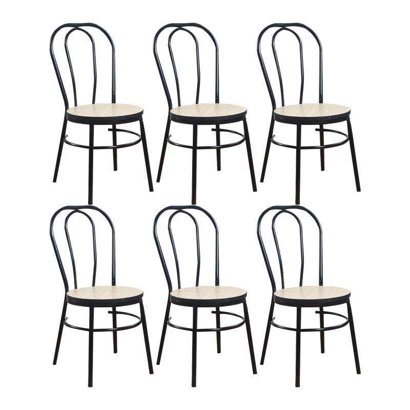 Contemporary Metal Dining Room Chairs Open Back Dining Armless Chair for Home Use White-Apricot 6 Piece Set Clearhalo ' kitchen&dining_furn' 'Dining Chairs' 'Dining Tables & Seating' 'dining_chair' 'furn' 'furn_dining_chair' 'Furniture' 'furniture_dining_chair' 'Kitchen & Dining Furniture' 'kitchen' 4129622
