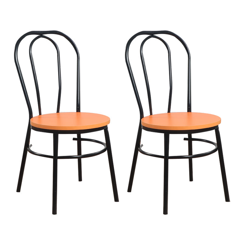 Contemporary Metal Dining Room Chairs Open Back Dining Armless Chair for Home Use Orange 2 Piece Set Clearhalo ' kitchen&dining_furn' 'Dining Chairs' 'Dining Tables & Seating' 'dining_chair' 'furn' 'furn_dining_chair' 'Furniture' 'furniture_dining_chair' 'Kitchen & Dining Furniture' 'kitchen' 4129623