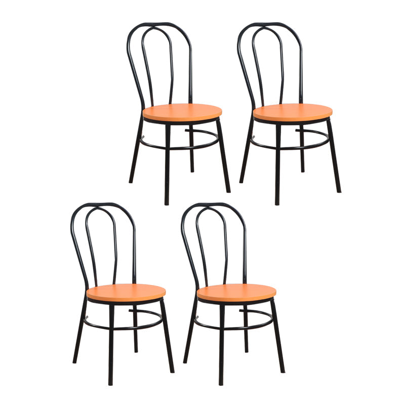 Contemporary Metal Dining Room Chairs Open Back Dining Armless Chair for Home Use Orange 4 Piece Set Clearhalo ' kitchen&dining_furn' 'Dining Chairs' 'Dining Tables & Seating' 'dining_chair' 'furn' 'furn_dining_chair' 'Furniture' 'furniture_dining_chair' 'Kitchen & Dining Furniture' 'kitchen' 4129624