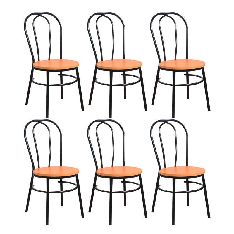 Contemporary Metal Dining Room Chairs Open Back Dining Armless Chair for Home Use Orange 6 Piece Set Clearhalo ' kitchen&dining_furn' 'Dining Chairs' 'Dining Tables & Seating' 'dining_chair' 'furn' 'furn_dining_chair' 'Furniture' 'furniture_dining_chair' 'Kitchen & Dining Furniture' 'kitchen' 4129625