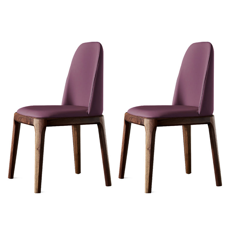 Home Upholstered Dining Side Chairs Armless Chairs with Wood Legs (Set of 2) Purple Clearhalo ' kitchen&dining_furn' 'Dining Chairs' 'Dining Tables & Seating' 'dining_chair' 'furn' 'furn_dining_chair' 'Furniture' 'furniture_dining_chair' 'Kitchen & Dining Furniture' 'kitchen' 4129660