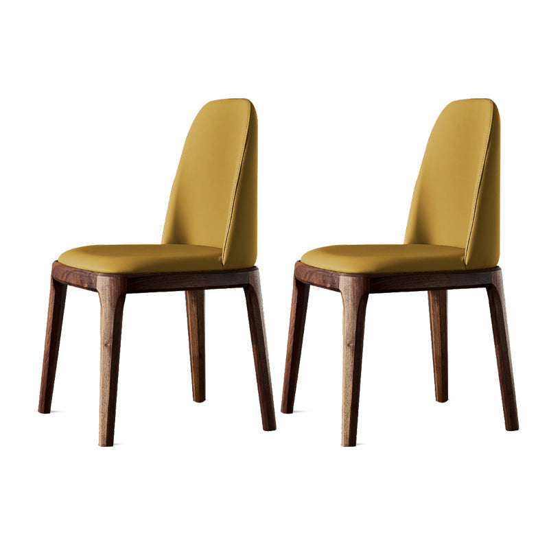 Home Upholstered Dining Side Chairs Armless Chairs with Wood Legs (Set of 2) Yellow Clearhalo ' kitchen&dining_furn' 'Dining Chairs' 'Dining Tables & Seating' 'dining_chair' 'furn' 'furn_dining_chair' 'Furniture' 'furniture_dining_chair' 'Kitchen & Dining Furniture' 'kitchen' 4129662