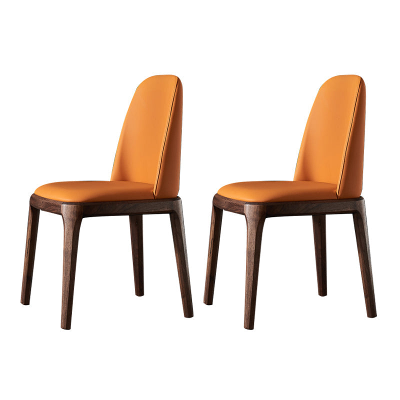 Home Upholstered Dining Side Chairs Armless Chairs with Wood Legs (Set of 2) Orange Clearhalo ' kitchen&dining_furn' 'Dining Chairs' 'Dining Tables & Seating' 'dining_chair' 'furn' 'furn_dining_chair' 'Furniture' 'furniture_dining_chair' 'Kitchen & Dining Furniture' 'kitchen' 4129671