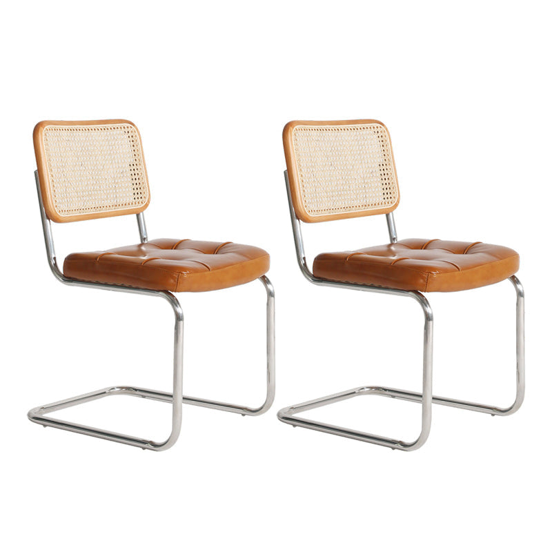 Contemporary Metal Dining Chairs Dining Open Back Side Chair for Home Use Brown 2 Piece Set Clearhalo ' kitchen&dining_furn' 'Dining Chairs' 'Dining Tables & Seating' 'dining_chair' 'furn' 'furn_dining_chair' 'Furniture' 'furniture_dining_chair' 'Kitchen & Dining Furniture' 'kitchen' 4129678