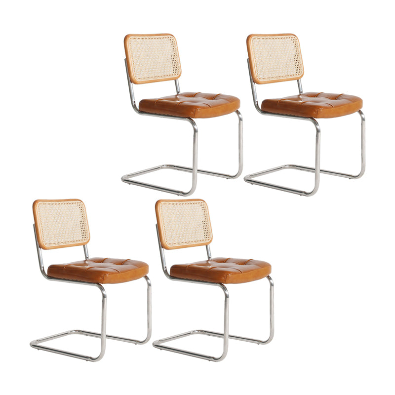 Contemporary Metal Dining Chairs Dining Open Back Side Chair for Home Use Brown 4 Piece Set Clearhalo ' kitchen&dining_furn' 'Dining Chairs' 'Dining Tables & Seating' 'dining_chair' 'furn' 'furn_dining_chair' 'Furniture' 'furniture_dining_chair' 'Kitchen & Dining Furniture' 'kitchen' 4129680