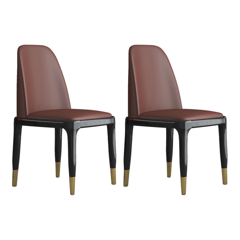 Industrial Rubberwood Parsons Side Chair Matte Finish Leather Dining Chair (Set of 2) Coffee Black Gold Clearhalo ' kitchen&dining_furn' 'Dining Chairs' 'Dining Tables & Seating' 'dining_chair' 'furn' 'furn_dining_chair' 'Furniture' 'furniture_dining_chair' 'Kitchen & Dining Furniture' 'kitchen' 4129705
