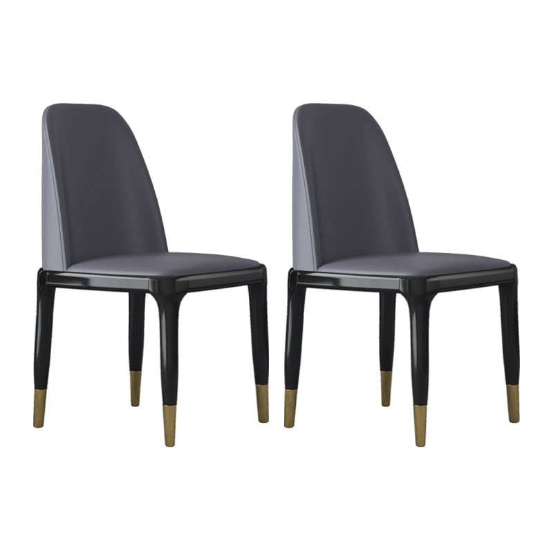 Industrial Rubberwood Parsons Side Chair Matte Finish Leather Dining Chair (Set of 2) Dark Gray Black Gold Clearhalo ' kitchen&dining_furn' 'Dining Chairs' 'Dining Tables & Seating' 'dining_chair' 'furn' 'furn_dining_chair' 'Furniture' 'furniture_dining_chair' 'Kitchen & Dining Furniture' 'kitchen' 4129708
