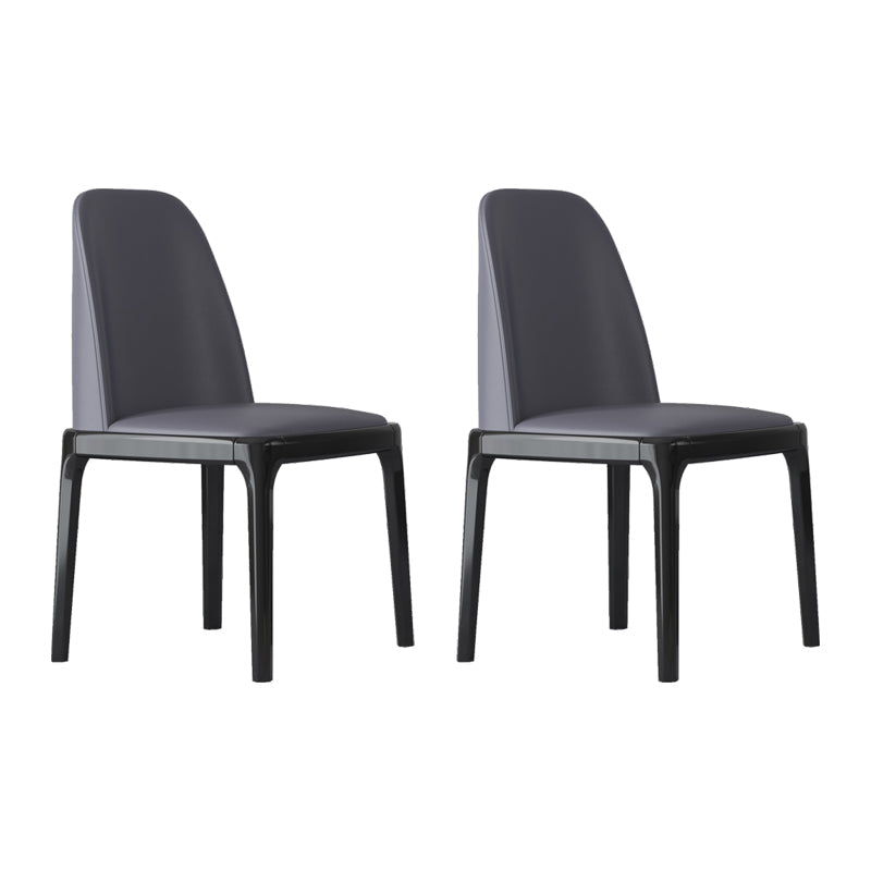 Industrial Rubberwood Parsons Side Chair Matte Finish Leather Dining Chair (Set of 2) Dark Gray Black Clearhalo ' kitchen&dining_furn' 'Dining Chairs' 'Dining Tables & Seating' 'dining_chair' 'furn' 'furn_dining_chair' 'Furniture' 'furniture_dining_chair' 'Kitchen & Dining Furniture' 'kitchen' 4129710