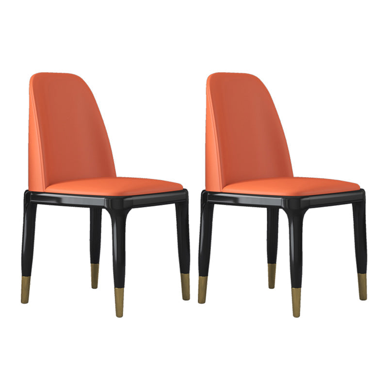 Industrial Rubberwood Parsons Side Chair Matte Finish Leather Dining Chair (Set of 2) Orange Black Gold Clearhalo ' kitchen&dining_furn' 'Dining Chairs' 'Dining Tables & Seating' 'dining_chair' 'furn' 'furn_dining_chair' 'Furniture' 'furniture_dining_chair' 'Kitchen & Dining Furniture' 'kitchen' 4129712