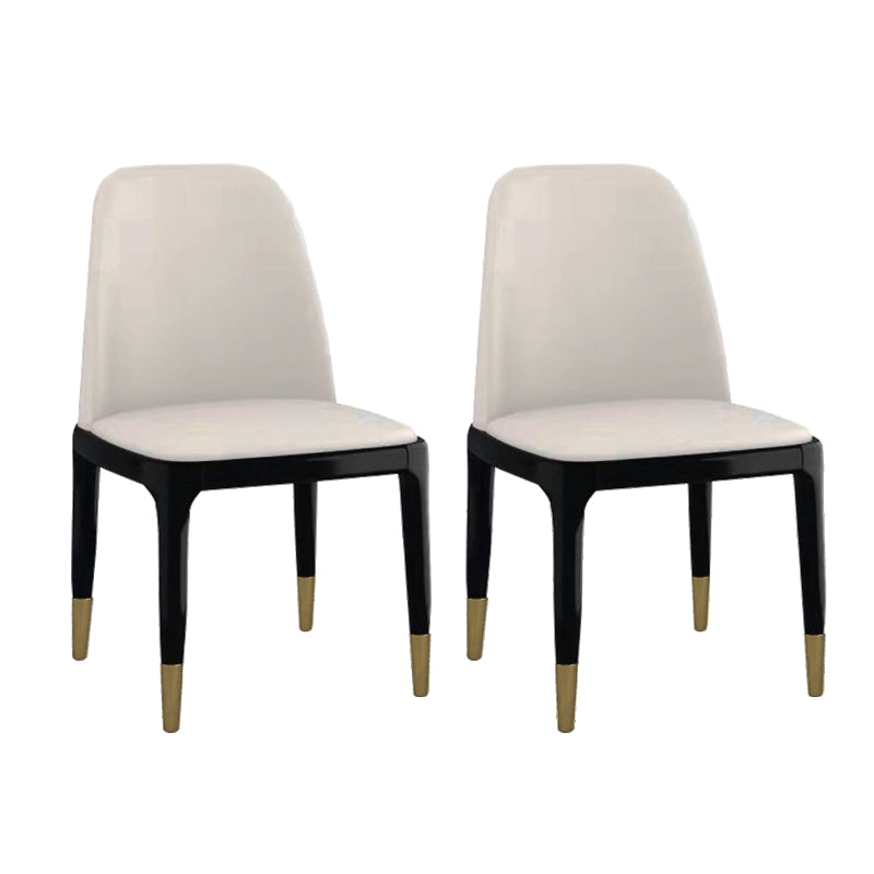 Industrial Rubberwood Parsons Side Chair Matte Finish Leather Dining Chair (Set of 2) Off-White Black Gold Clearhalo ' kitchen&dining_furn' 'Dining Chairs' 'Dining Tables & Seating' 'dining_chair' 'furn' 'furn_dining_chair' 'Furniture' 'furniture_dining_chair' 'Kitchen & Dining Furniture' 'kitchen' 4129716