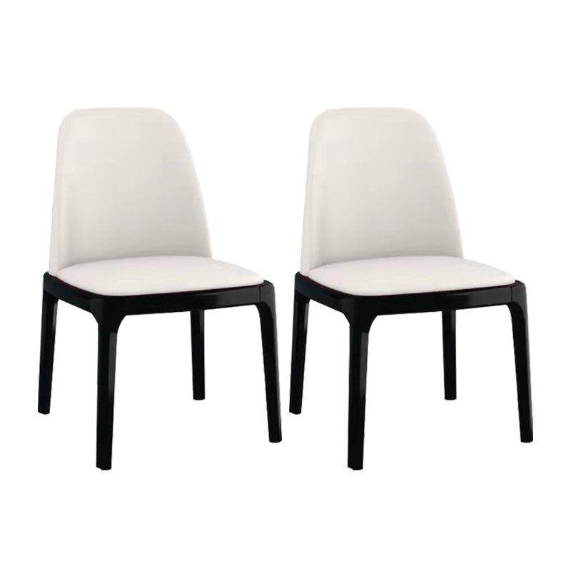 Industrial Rubberwood Parsons Side Chair Matte Finish Leather Dining Chair (Set of 2) Off-White Black Clearhalo ' kitchen&dining_furn' 'Dining Chairs' 'Dining Tables & Seating' 'dining_chair' 'furn' 'furn_dining_chair' 'Furniture' 'furniture_dining_chair' 'Kitchen & Dining Furniture' 'kitchen' 4129719