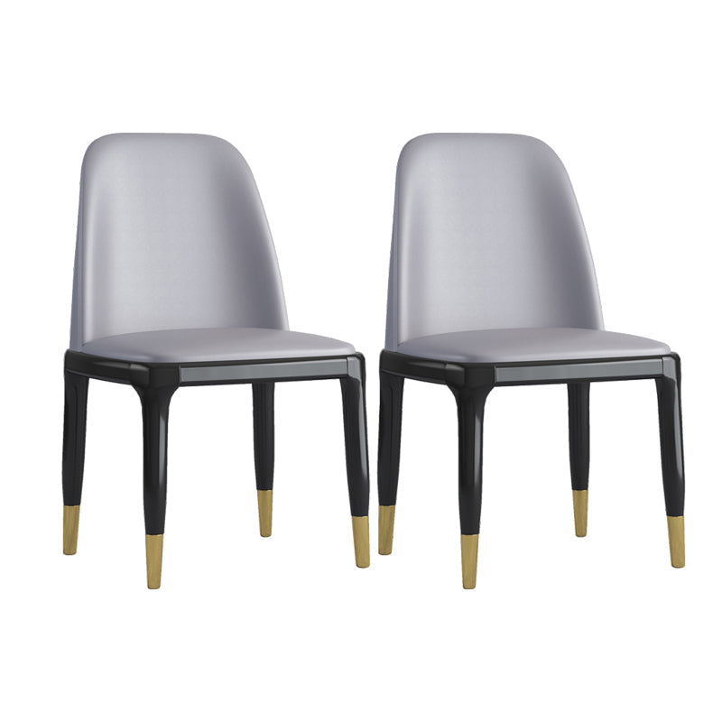 Industrial Rubberwood Parsons Side Chair Matte Finish Leather Dining Chair (Set of 2) Light Gray Black Gold Clearhalo ' kitchen&dining_furn' 'Dining Chairs' 'Dining Tables & Seating' 'dining_chair' 'furn' 'furn_dining_chair' 'Furniture' 'furniture_dining_chair' 'Kitchen & Dining Furniture' 'kitchen' 4129721