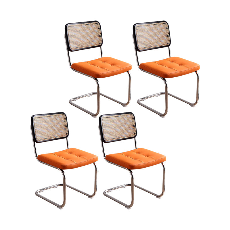 Contemporary Style Metal Chair Dining Room Kitchen Open Back Side Chairs Orange 4 Piece Set Clearhalo ' kitchen&dining_furn' 'Dining Chairs' 'Dining Tables & Seating' 'dining_chair' 'furn' 'furn_dining_chair' 'Furniture' 'furniture_dining_chair' 'Kitchen & Dining Furniture' 'kitchen' 4129731