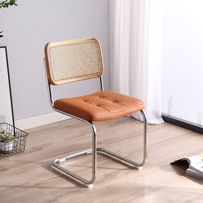 Contemporary Style Metal Chair Dining Room Kitchen Open Back Side Chairs Brown 1 Piece Clearhalo ' kitchen&dining_furn' 'Dining Chairs' 'Dining Tables & Seating' 'dining_chair' 'furn' 'furn_dining_chair' 'Furniture' 'furniture_dining_chair' 'Kitchen & Dining Furniture' 'kitchen' 4129732