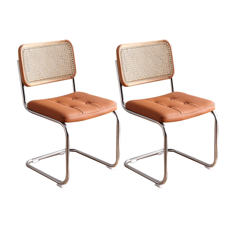 Contemporary Style Metal Chair Dining Room Kitchen Open Back Side Chairs Brown 2 Piece Set Clearhalo ' kitchen&dining_furn' 'Dining Chairs' 'Dining Tables & Seating' 'dining_chair' 'furn' 'furn_dining_chair' 'Furniture' 'furniture_dining_chair' 'Kitchen & Dining Furniture' 'kitchen' 4129734