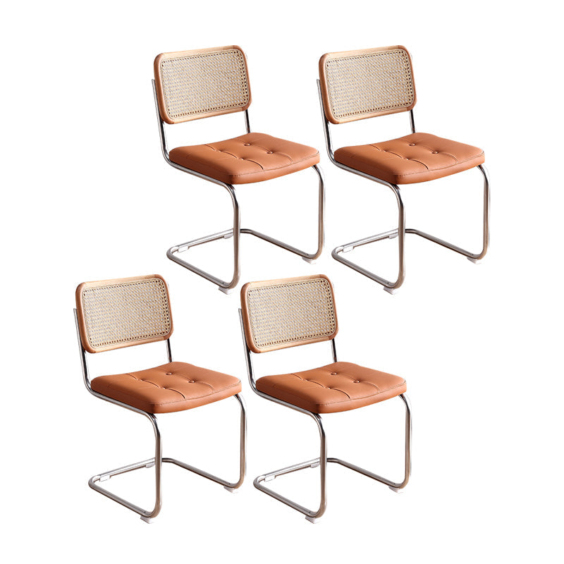 Contemporary Style Metal Chair Dining Room Kitchen Open Back Side Chairs Brown 4 Piece Set Clearhalo ' kitchen&dining_furn' 'Dining Chairs' 'Dining Tables & Seating' 'dining_chair' 'furn' 'furn_dining_chair' 'Furniture' 'furniture_dining_chair' 'Kitchen & Dining Furniture' 'kitchen' 4129736