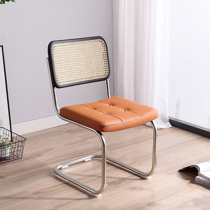 Contemporary Style Metal Chair Dining Room Kitchen Open Back Side Chairs Yellow-Brown 1 Piece Clearhalo ' kitchen&dining_furn' 'Dining Chairs' 'Dining Tables & Seating' 'dining_chair' 'furn' 'furn_dining_chair' 'Furniture' 'furniture_dining_chair' 'Kitchen & Dining Furniture' 'kitchen' 4129738