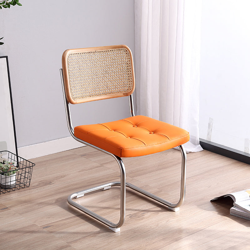 Contemporary Style Metal Chair Dining Room Kitchen Open Back Side Chairs Orange 1 Piece Clearhalo ' kitchen&dining_furn' 'Dining Chairs' 'Dining Tables & Seating' 'dining_chair' 'furn' 'furn_dining_chair' 'Furniture' 'furniture_dining_chair' 'Kitchen & Dining Furniture' 'kitchen' 4129744