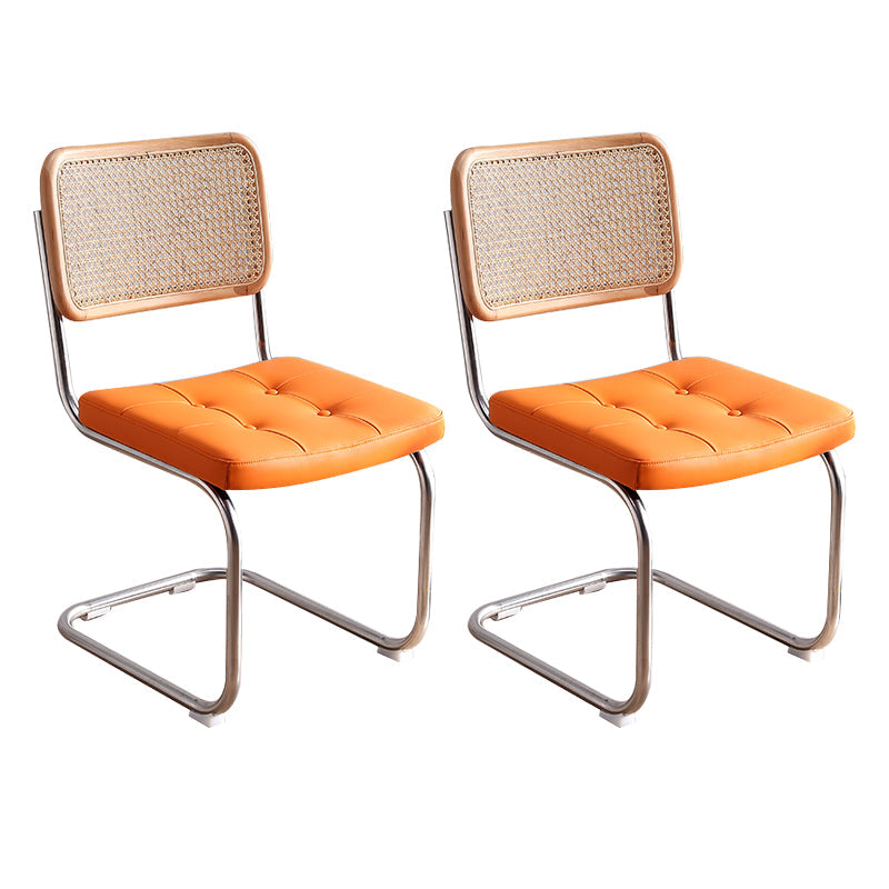 Contemporary Style Metal Chair Dining Room Kitchen Open Back Side Chairs Orange 2 Piece Set Clearhalo ' kitchen&dining_furn' 'Dining Chairs' 'Dining Tables & Seating' 'dining_chair' 'furn' 'furn_dining_chair' 'Furniture' 'furniture_dining_chair' 'Kitchen & Dining Furniture' 'kitchen' 4129746