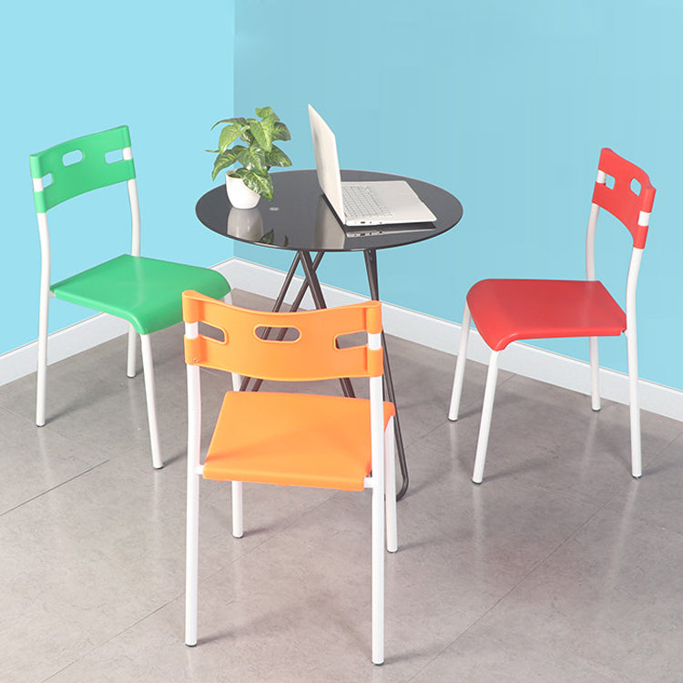 Minimalist Style Colorful Plastic Dining Armless Chair Open Back Dining Side Chair Clearhalo ' kitchen&dining_furn' 'Dining Chairs' 'Dining Tables & Seating' 'dining_chair' 'furn' 'furn_dining_chair' 'Furniture' 'furniture_dining_chair' 'Kitchen & Dining Furniture' 'kitchen' 4129751