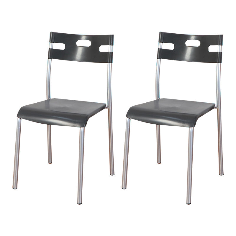Minimalist Style Colorful Plastic Dining Armless Chair Open Back Dining Side Chair Black 2 Piece Set Gray Clearhalo ' kitchen&dining_furn' 'Dining Chairs' 'Dining Tables & Seating' 'dining_chair' 'furn' 'furn_dining_chair' 'Furniture' 'furniture_dining_chair' 'Kitchen & Dining Furniture' 'kitchen' 4129752