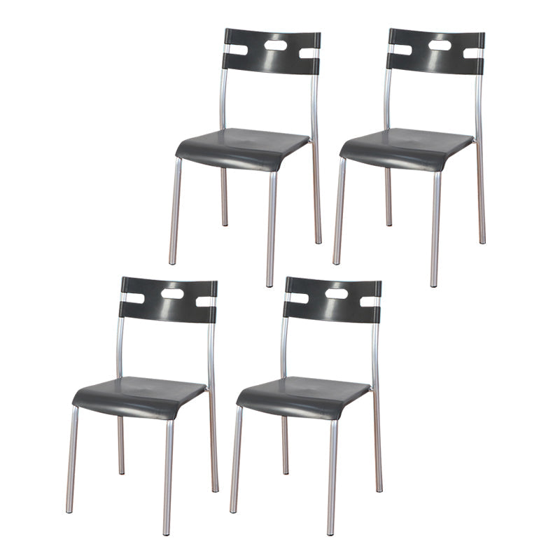 Minimalist Style Colorful Plastic Dining Armless Chair Open Back Dining Side Chair Black 4 Piece Set Gray Clearhalo ' kitchen&dining_furn' 'Dining Chairs' 'Dining Tables & Seating' 'dining_chair' 'furn' 'furn_dining_chair' 'Furniture' 'furniture_dining_chair' 'Kitchen & Dining Furniture' 'kitchen' 4129754
