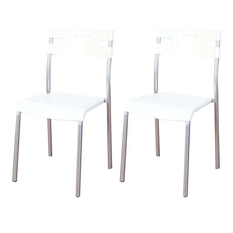 Minimalist Style Colorful Plastic Dining Armless Chair Open Back Dining Side Chair White 2 Piece Set Gray Clearhalo ' kitchen&dining_furn' 'Dining Chairs' 'Dining Tables & Seating' 'dining_chair' 'furn' 'furn_dining_chair' 'Furniture' 'furniture_dining_chair' 'Kitchen & Dining Furniture' 'kitchen' 4129758