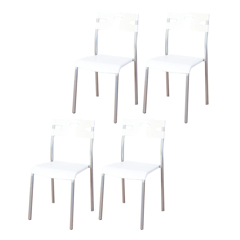 Minimalist Style Colorful Plastic Dining Armless Chair Open Back Dining Side Chair White 4 Piece Set Gray Clearhalo ' kitchen&dining_furn' 'Dining Chairs' 'Dining Tables & Seating' 'dining_chair' 'furn' 'furn_dining_chair' 'Furniture' 'furniture_dining_chair' 'Kitchen & Dining Furniture' 'kitchen' 4129759