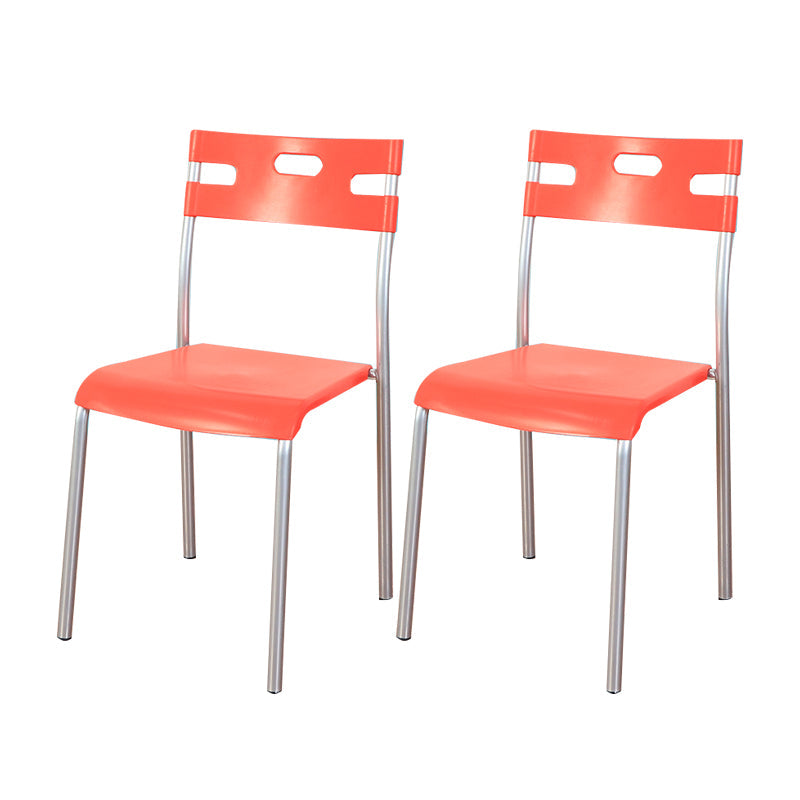 Minimalist Style Colorful Plastic Dining Armless Chair Open Back Dining Side Chair Red 2 Piece Set Gray Clearhalo ' kitchen&dining_furn' 'Dining Chairs' 'Dining Tables & Seating' 'dining_chair' 'furn' 'furn_dining_chair' 'Furniture' 'furniture_dining_chair' 'Kitchen & Dining Furniture' 'kitchen' 4129762